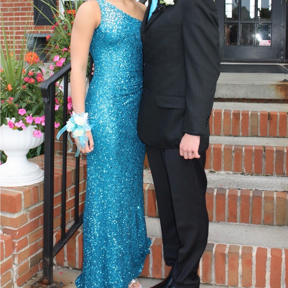 Camille La Vie Teal Silk Evening Dress
